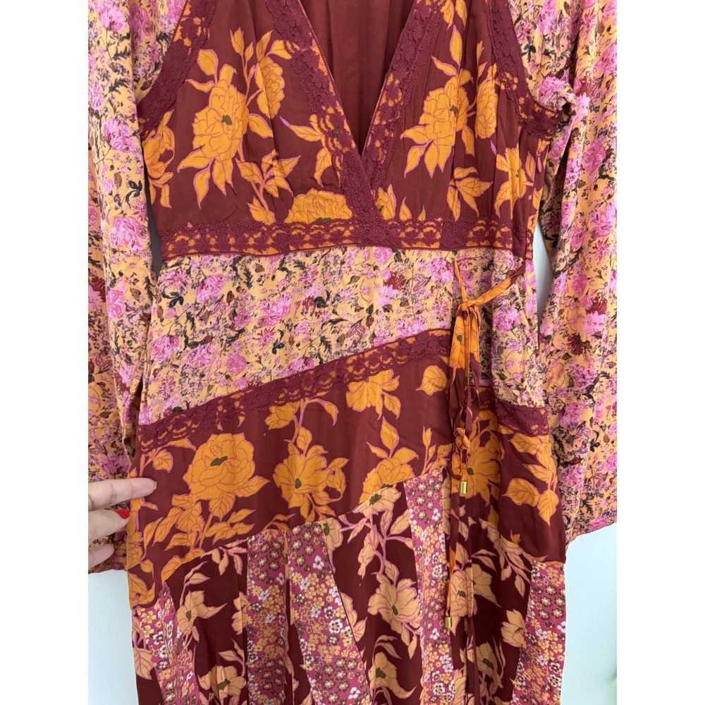Free People Bohemian Retro 70s Gypsy Fall Floral Tilda Maxi Dress NEW - Picture 9 of 13